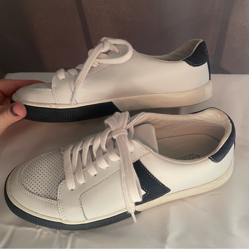 Lauren By Ralph Lauren Jennefer Sneakers White Navy Blue Size Women's 7